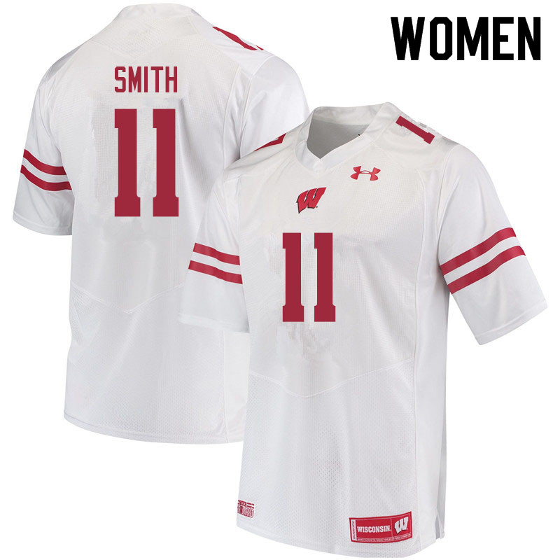 Women #11 Alexander Smith Wisconsin Badgers College Football Jerseys Sale-White